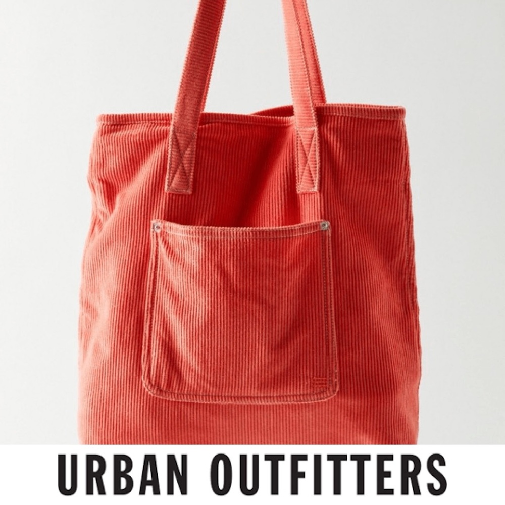 Urban Outfitters Vibrant Coral Corduroy Tote❤️ NWOT - Picture 1 of 7